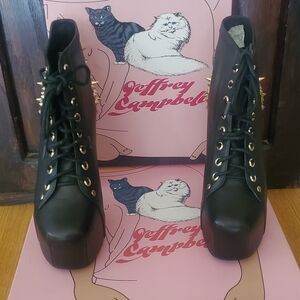 Brand New. Jeffrey Campbell Black and Gold Ankle Booties